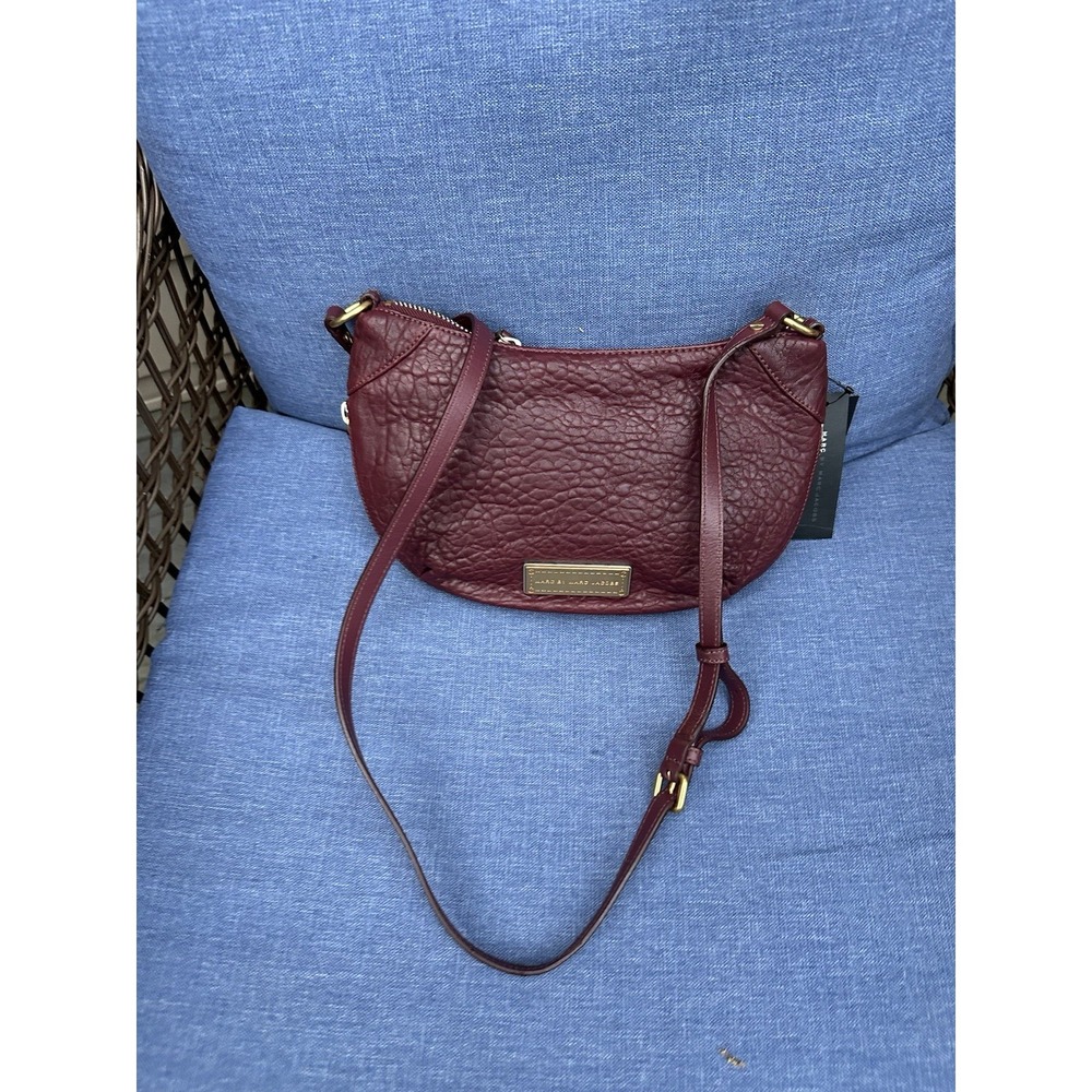 Marc by Marc Jacobs washed up pebbled leather crossbody burgundy New